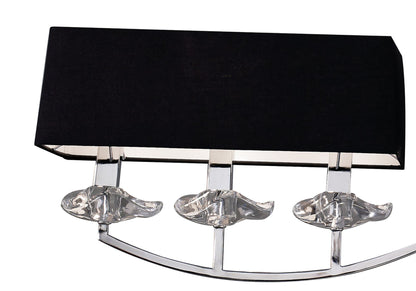 Mantra Akira Linear Pendant 2 Arm 6 Light E14, Polished Chrome with Black Shades