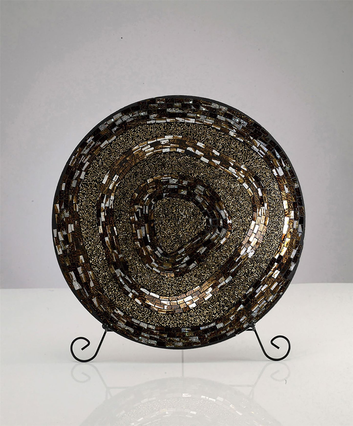 Diyas Home (DH) Ira Mosaic Platter Brown/French Gold Mosaic
