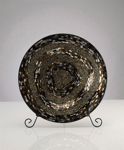 Diyas Home (DH) Ira Mosaic Platter Brown/French Gold Mosaic