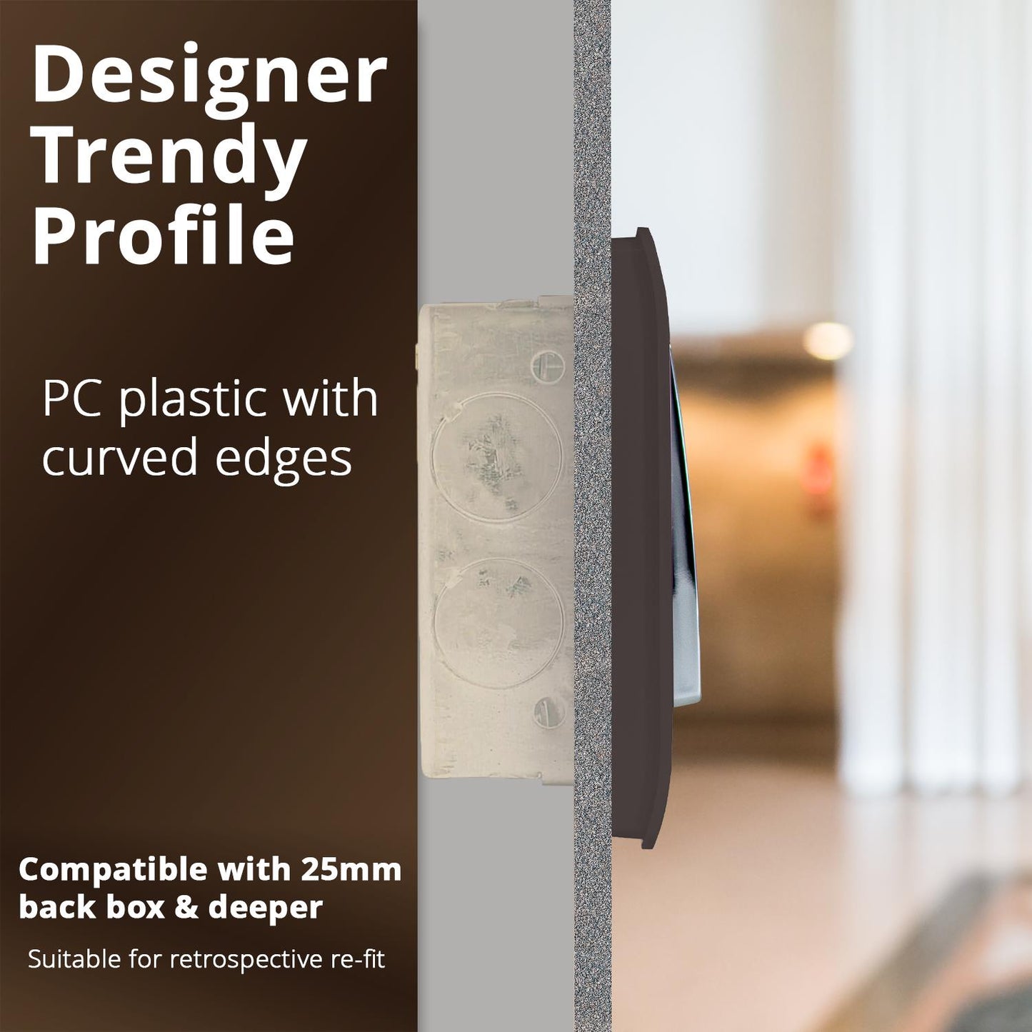 Trendi Artistic Modern Glossy  Home Automation Switch Dark Brown