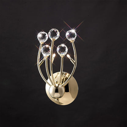 Diyas Xeena Wall Light Switched 3 Light G4 French Gold/Crystal, NOT LED/CFL Compatible