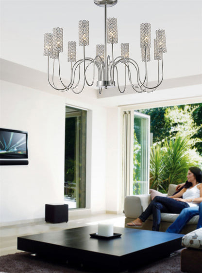 Diyas Martina 78cm  12 Light G4 Polished Chrome/Crystal, NOT LED/CFL Compatible Ceiling Pendant Light Fitting