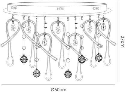 Diyas Class 60cm Flush  Round 20 Light G4 Polished Chrome/White Glass/Crystal, NOT LED/CFL Compatible Ceiling Light Fitting