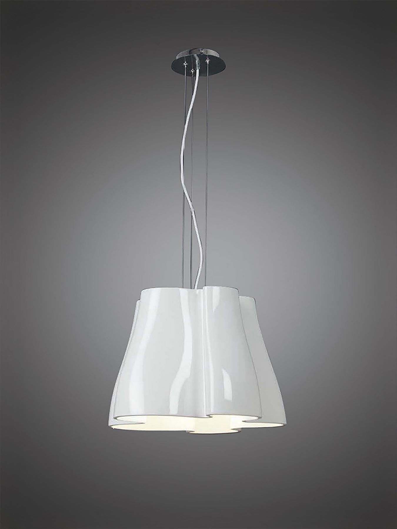 Mantra M3720 Miss Pendant 3 Light E27, Gloss White/Polished Chrome