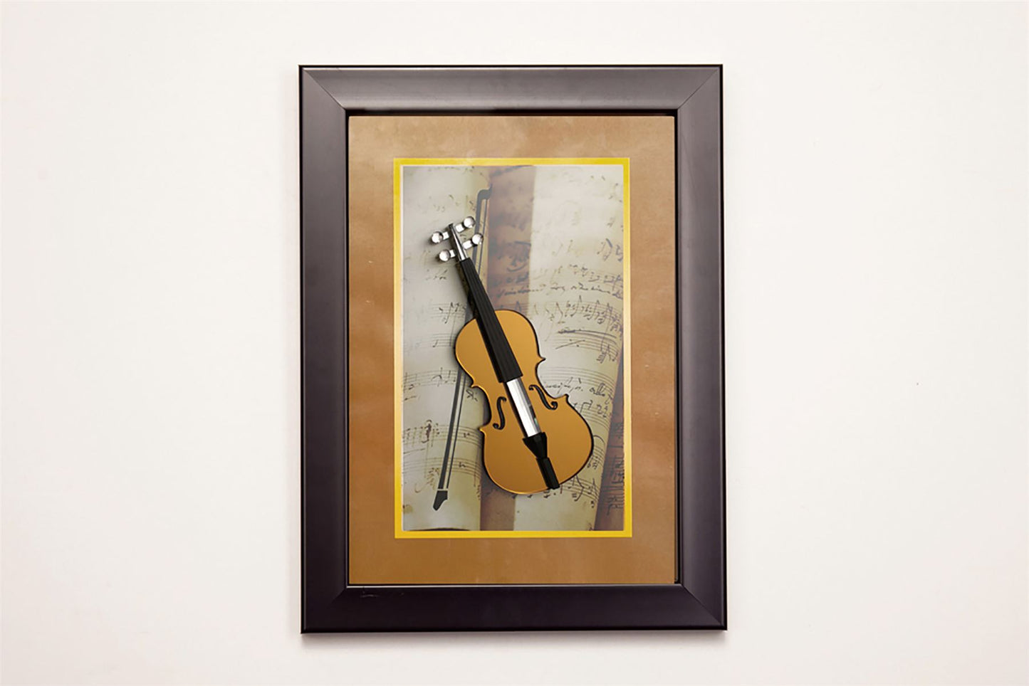 Diyas Home Crystal Wall Art (DH) Melody Violin Black Frame Black, Clear Crystal Framed