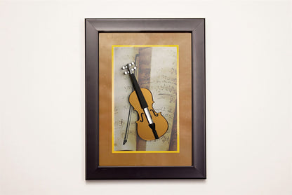 Diyas Home Crystal Wall Art (DH) Melody Violin Black Frame Black, Clear Crystal Framed