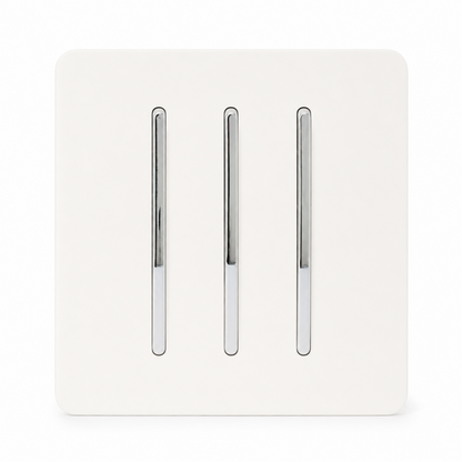Trendi 3 Gang 2 Way Rocker Single Plate Tactile Light Switch Matt White - ART-SS6MWH