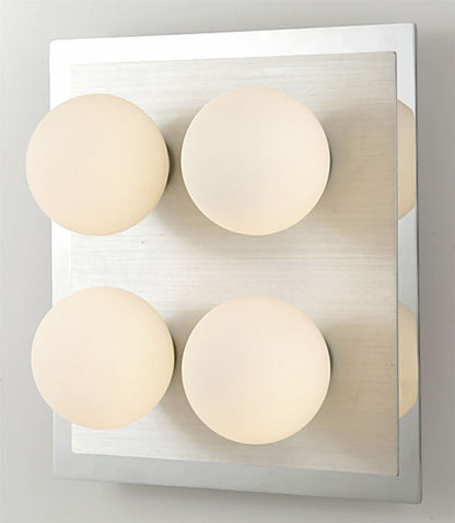 Diyas IP44 Globe Flush  Light G9 4 Light G9 In Polished Chrome & Aluminium/Opal Glass Ceiling Light Fitting