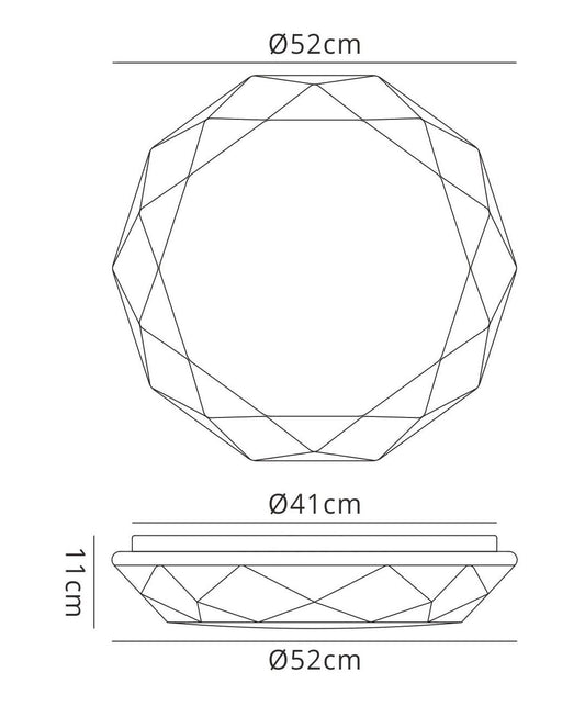 Mantra Fusion M5112 Diamante Ceiling 30W LED 3000K, 3000lm, White Acrylic, 3yrs Warranty - M5112 Ceiling