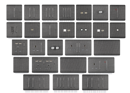 Trendi 2 Gang Artistic Modern Glossy 13 Amp Long Switched Tactile Plug Socket Carbon Fibre (5 Pack)