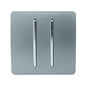 Trendi 2 Gang 3 Way Intermediate Artistic Modern Glossy 10 Amp Rocker Light Switch Cool Grey