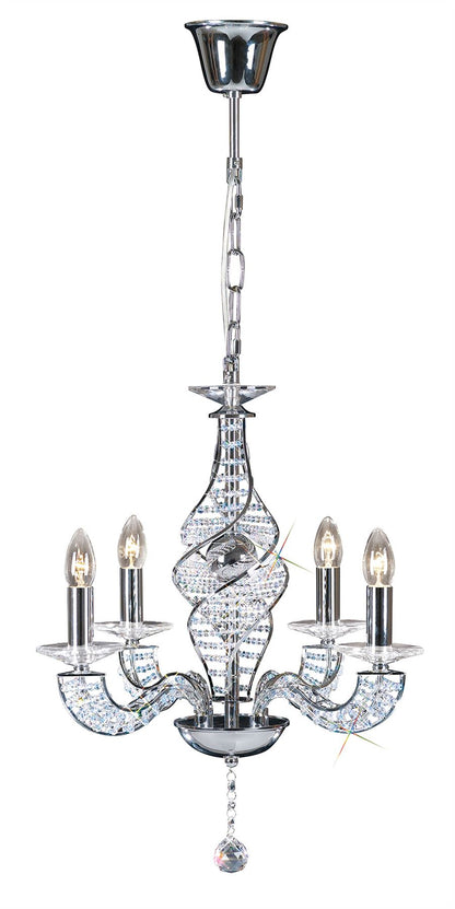 Diyas Santo 52cm  4 Light E14 Polished Chrome/Crystal Ceiling Pendant Light Fitting
