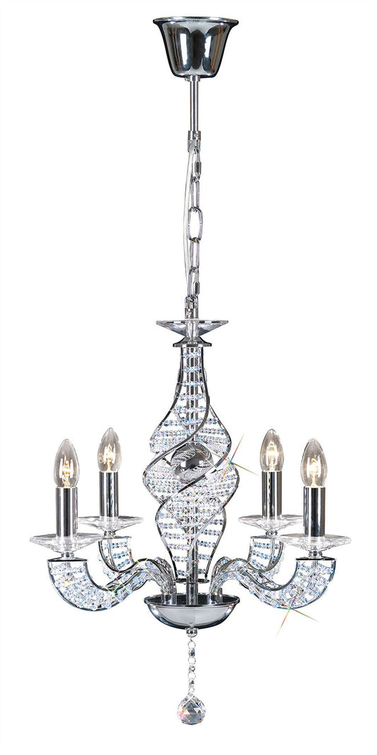 Diyas Santo 52cm  4 Light E14 Polished Chrome/Crystal Ceiling Pendant Light Fitting