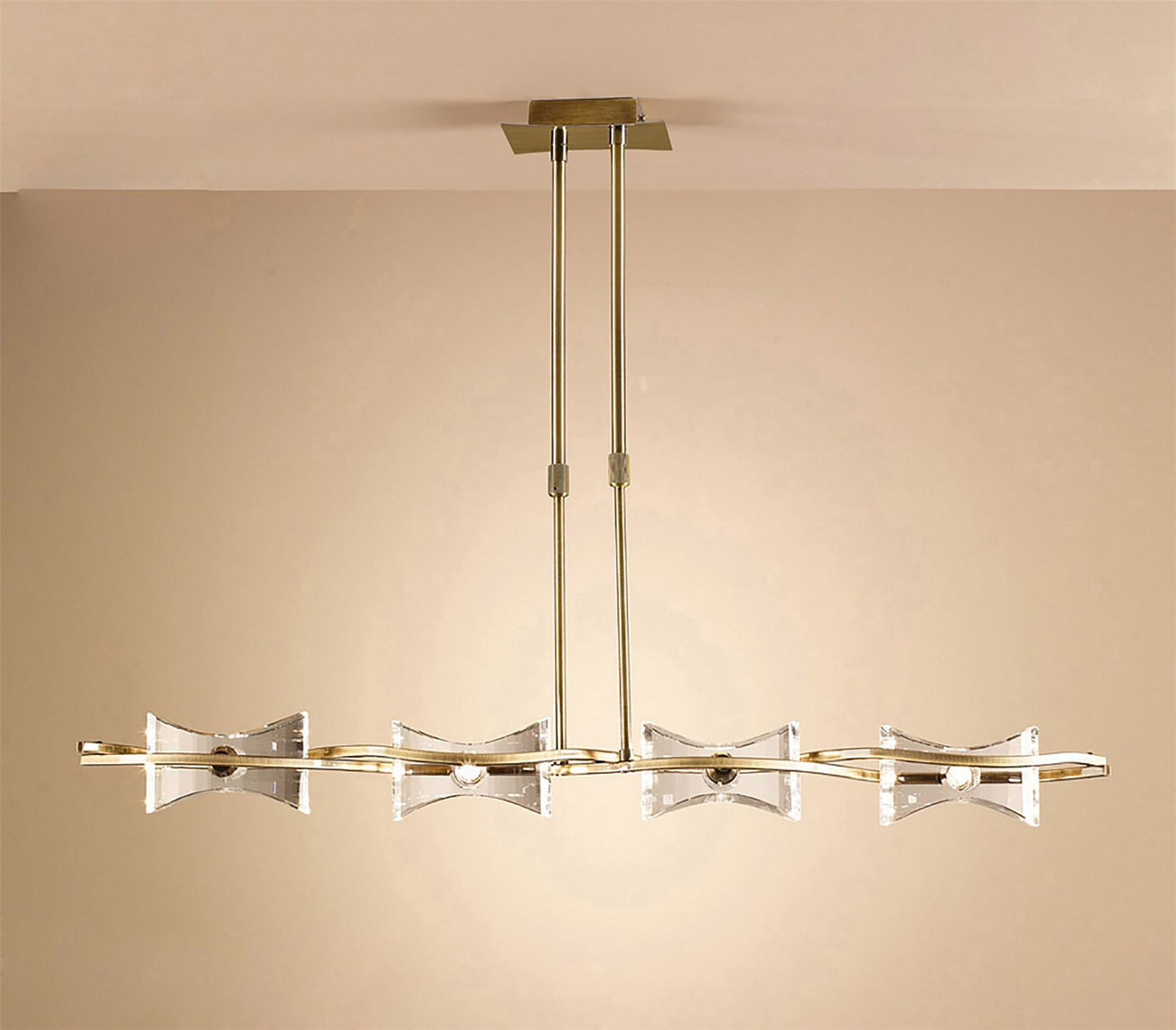 Mantra Kromo Linear Telescopic 4 Light G9 Line, Antique Brass
