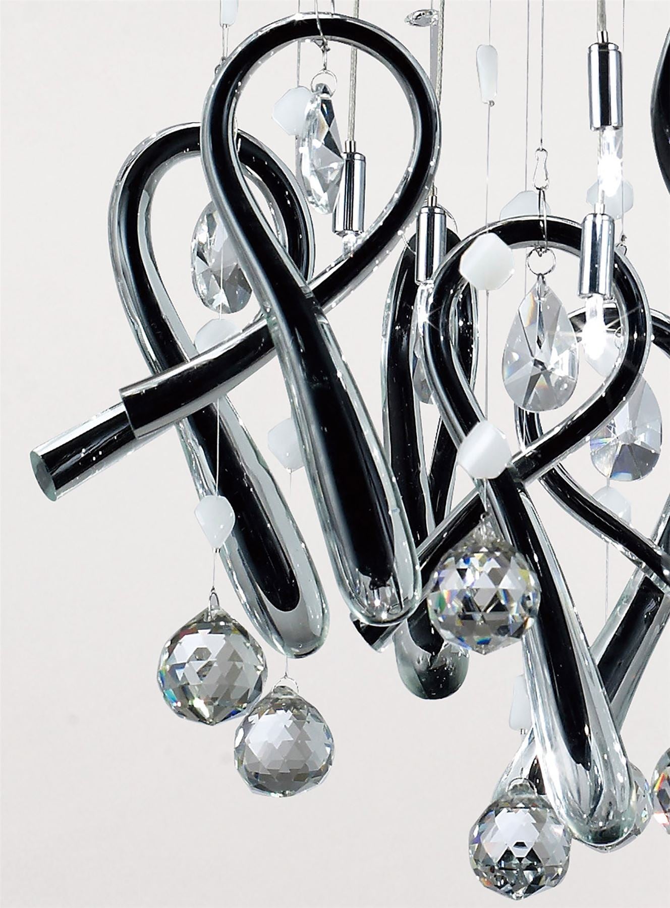 Diyas Class 60cm  Round 20 Light G4 Polished Chrome/Black Glass/Crystal, NOT LED/CFL Compatible Ceiling Pendant Light Fitting