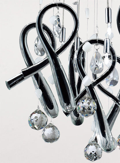Diyas Class 60cm  Round 20 Light G4 Polished Chrome/Black Glass/Crystal, NOT LED/CFL Compatible Ceiling Pendant Light Fitting