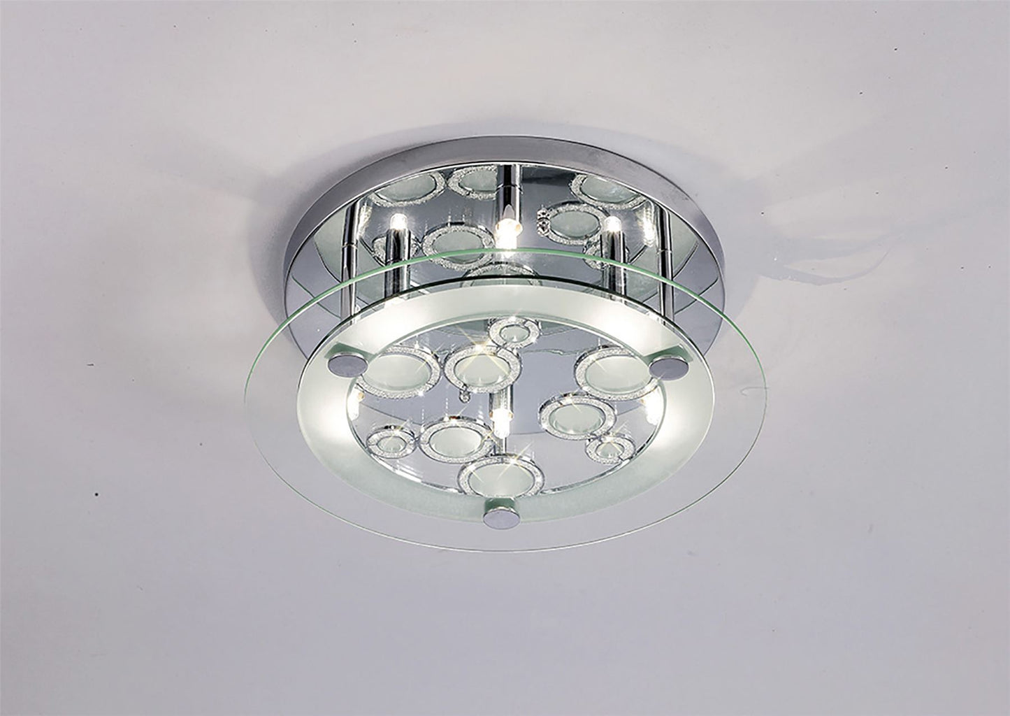 Diyas Destello 40cm Flush  Round with Circle Pattern 6 Light G9 Round Polished Chrome/Crystal Ceiling Light Fitting