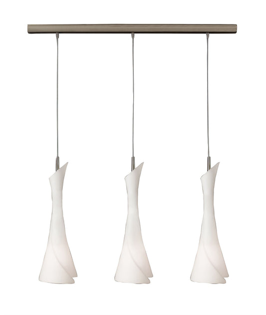 Mantra M0771 Zack Linear Pendant 3 Light E27 Line, Satin Nickel