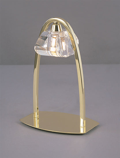 Mantra Alfa Large Crystal Table Lamp 1 Light G9, Polished Brass