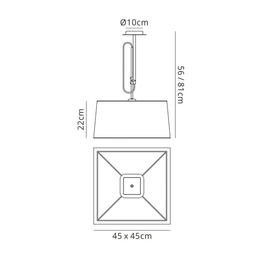 Mantra M5300 Habana Telescopic Square Pendant 1 Light WITHOUT SHADE E27, Matt White/Polished Chrome