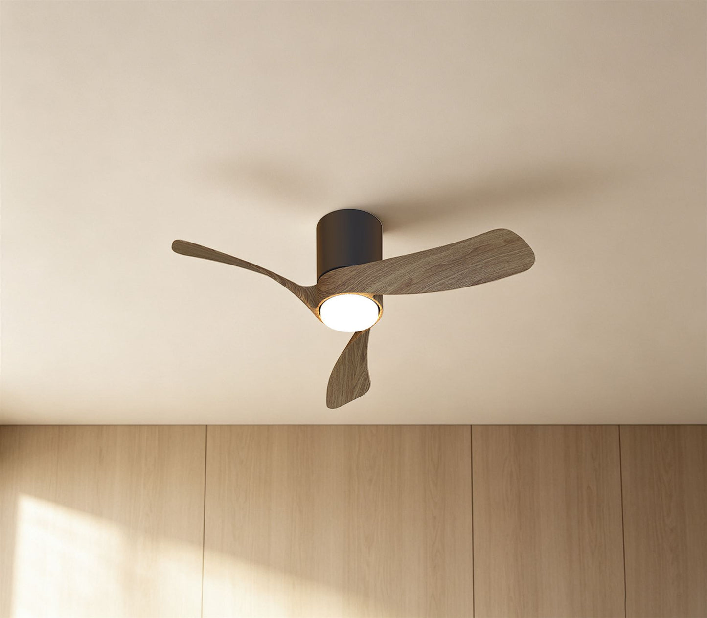 Nemo II XS 72cm 15W LED Dimmable Ceiling Light With Built-In 26W DC Fan, 3000-5000K Remote Control, 3000lm, Walnut/Black, 5yrs Warranty