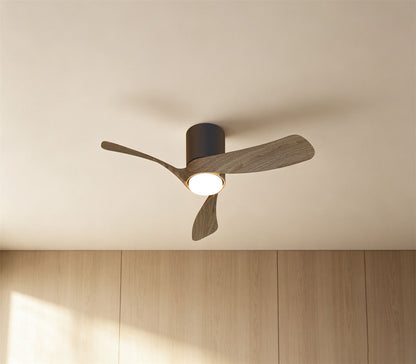 Nemo II XS 72cm 15W LED Dimmable Ceiling Light With Built-In 26W DC Fan, 3000-5000K Remote Control, 3000lm, Walnut/Black, 5yrs Warranty