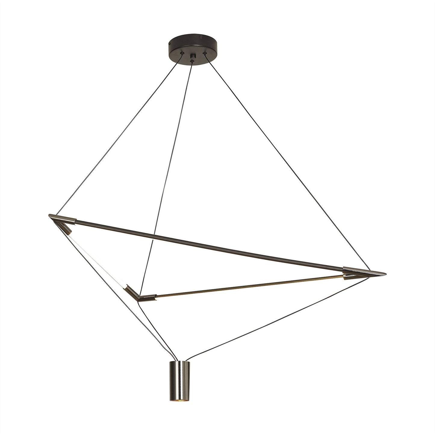 Mantra Electra Large Pendant 7W + 25W LED, 3000K, 2500lm, Black/Black Chrome/White Acrylic, 3yrs Warranty