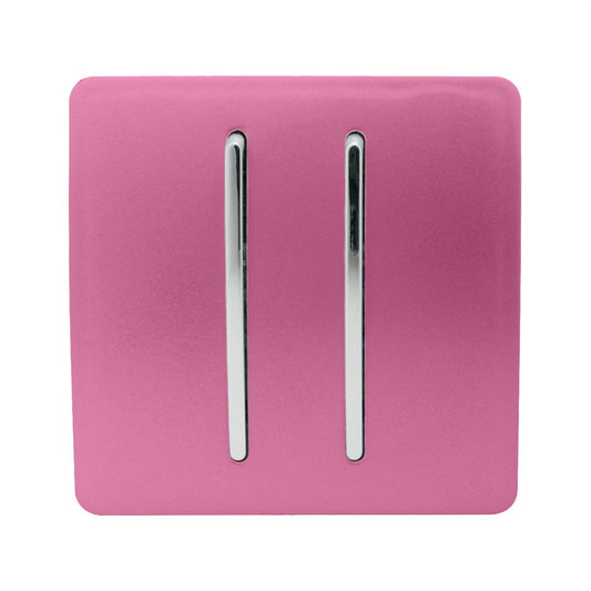 Trendi 2 Gang 2 Way Artistic Modern Glossy 10 Amp Rocker Tactile Light Switch Pink