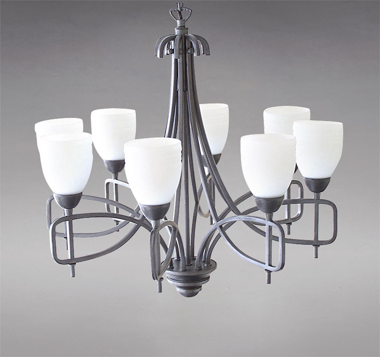 Diyas Ortona 60cm  8 Light E14 Russet Brown/Opal Glass Ceiling Pendant Light Fitting