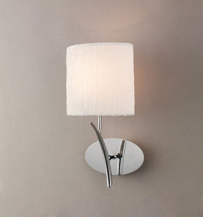 Mantra Eve Wall Light Switched 1 Light E27, Polished Chrome with White Oval Shade