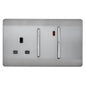 Trendi Artistic Modern Glossy 45 A Cooker Switch & Plug Socket Inc Neon Insert  Stainless Steel