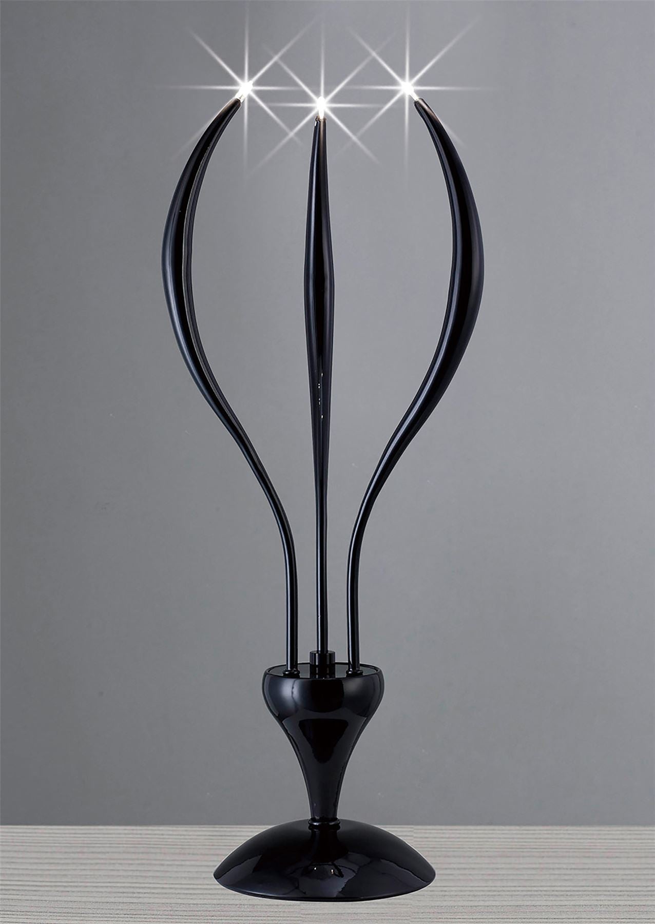 Diyas Llamas Table Lamp 3 Light G4 Black, NOT LED/CFL Compatible