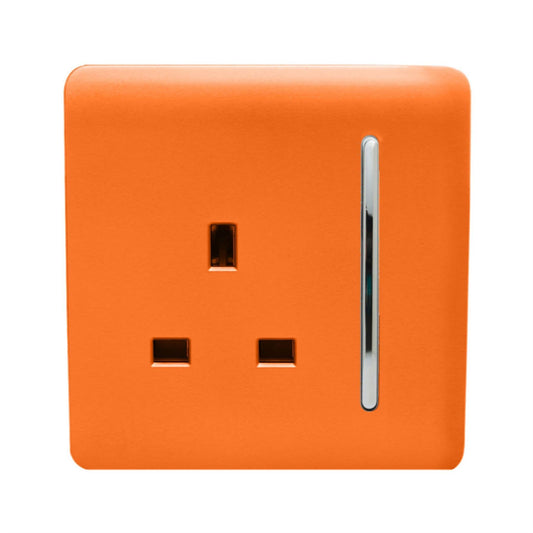 Trendi 1 Gang Artistic Modern Glossy 13 Amp Switched Tactile Plug Socket Orange