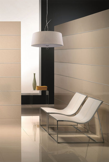 Mantra M1644 Mara Pendant 4 Light E27 Round, Polished Chrome with Ivory White Shade