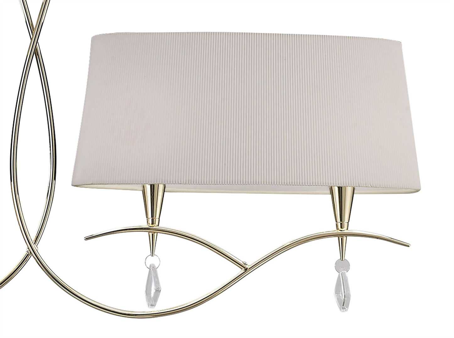 Mantra Mara Linear Pendant 2 Arm 4 Light E14, French Gold with Ivory White Shades