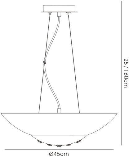 Diyas Amada 45cm  6 Light G9, Polished Chrome/Opal White Glass Ceiling Pendant Light Fitting