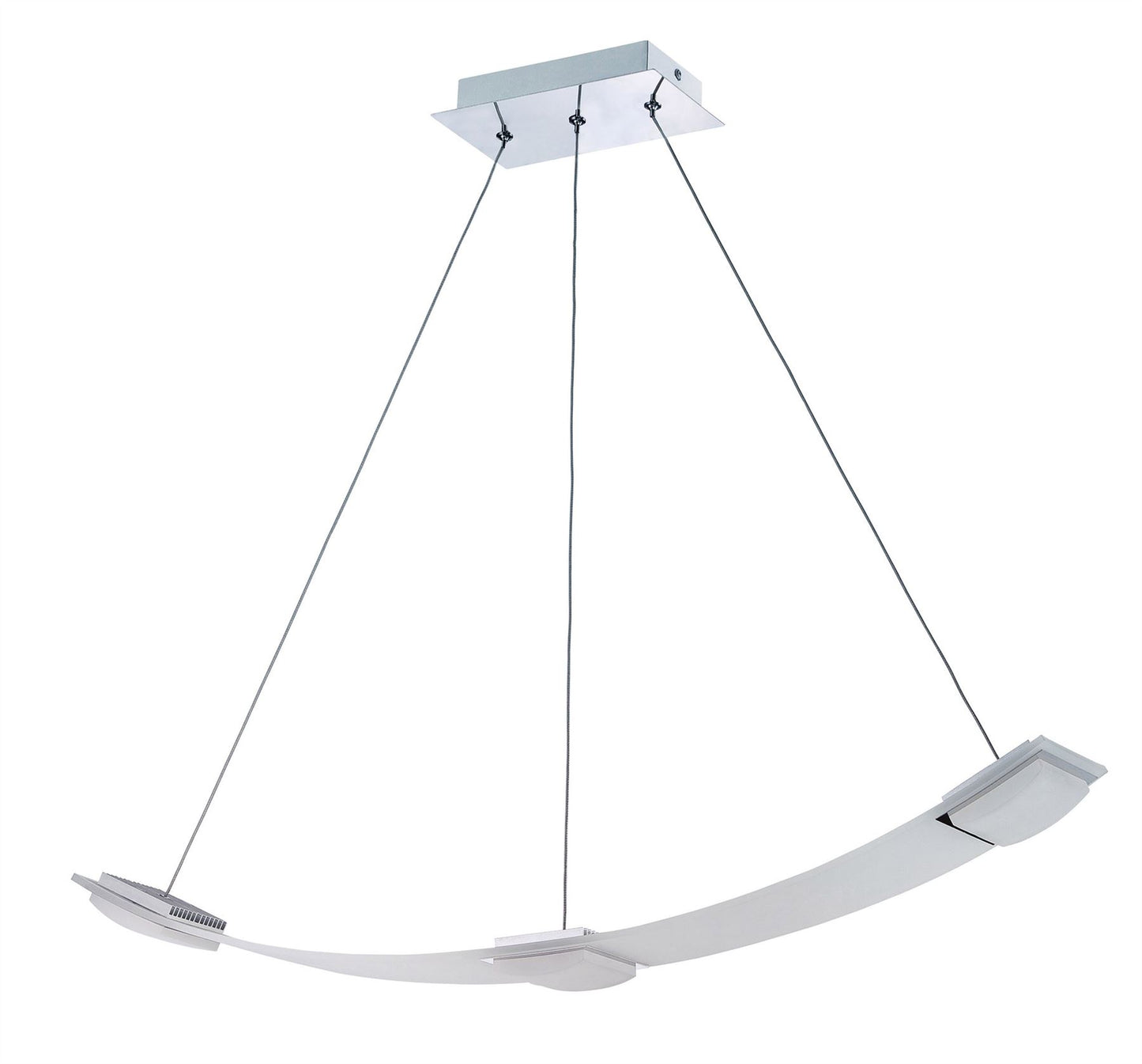 Mantra Fusion Thea Linear Pendant 3 Light 21W LED 3000K, 1890lm, Satin Aluminium, Frosted Acrylic, 3yrs Warranty