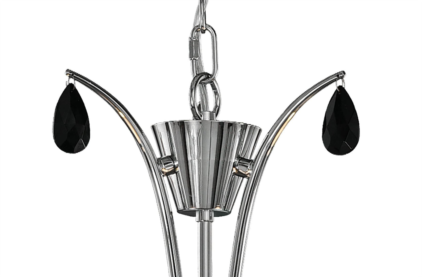 Mantra M6315 Andrea Pendant 67cm Round, 5 x E14 (Max 20W), Polished Chrome, White Shades, Black Crystal Droplets