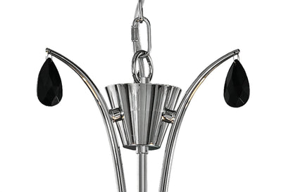 Mantra M6315 Andrea Pendant 67cm Round, 5 x E14 (Max 20W), Polished Chrome, White Shades, Black Crystal Droplets