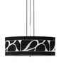 Mantra Manhattan Linear Pendant 2 Light L1, SGU10, Polished Chrome, Frosted Glass with Black Patterned Shade, CFL Lamps INCLUDED