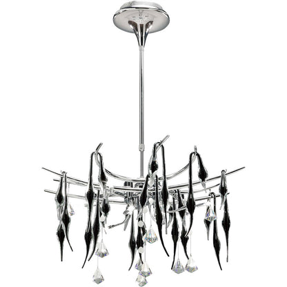 Diyas Cygnet  11 Light G4 Polished Chrome/Black Glass/Crystal, NOT LED/CFL Compatible Ceiling Pendant Light Fitting