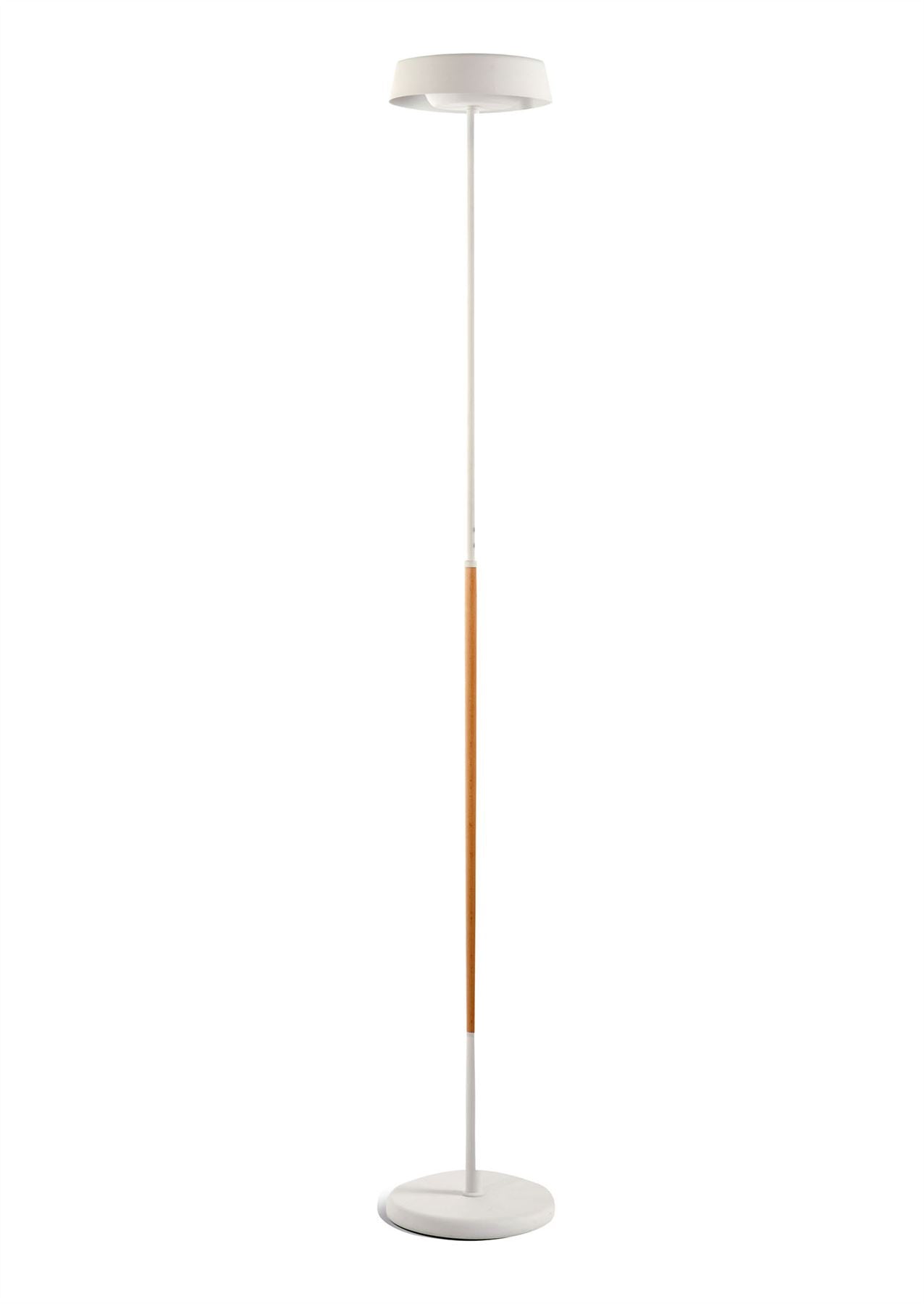 Mantra Noa Floor Lamp 2 Light 21W Down 9W Up LED 3000K, 3000lm, Touch Dimmer, Matt White/Beech, 3yrs Warranty