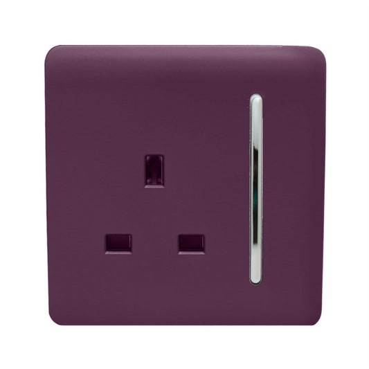 Trendi 1 Gang Artistic Modern Glossy 13 Amp Switched Tactile Plug Socket Plum