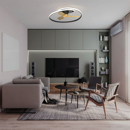 Ocean 78cm 60W LED Dimmable Ceiling Light With Built-In 35W DC Reversible Fan, Black, 4200lm, 5yrs Warranty