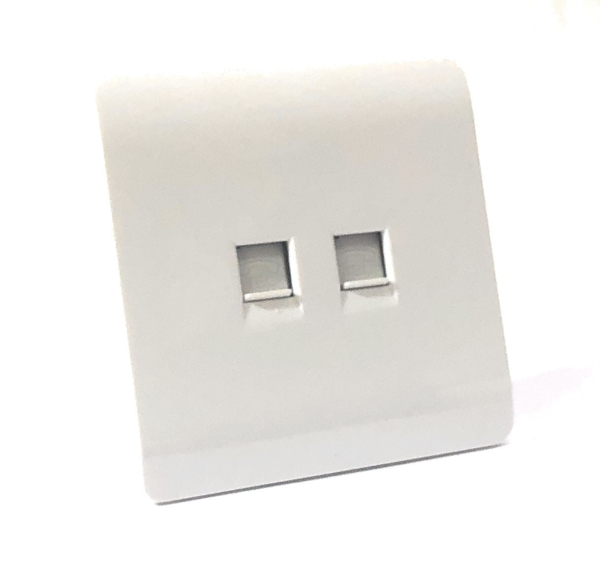 Trendi Artistic Modern Glossy Tactile 2 Gang Telephone Socket White ART-2TLPWH