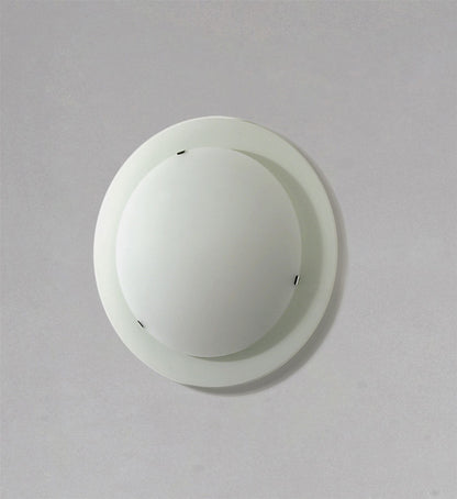 Diyas Ruby 32cm 1 Light Flush  Light Small Round Satin Nickel/Opal Glass Ceiling Light Fitting