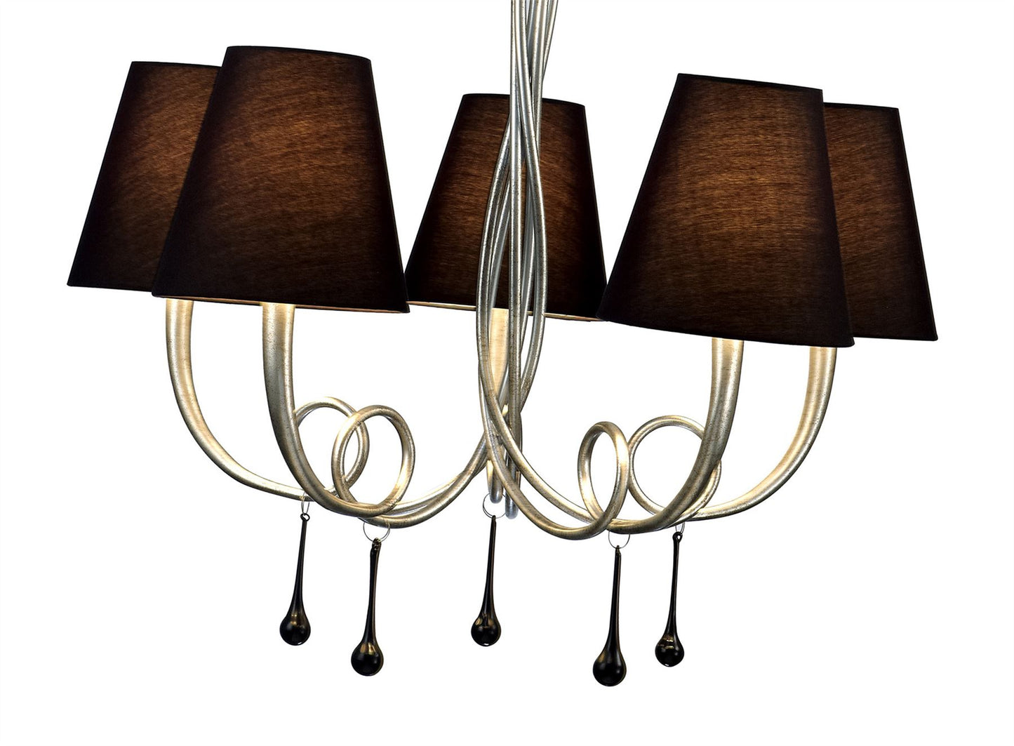 Mantra M6208 Paola Pendant 70cm Round, 5 x E14 (Max 40W), Silver Painting, Black Shades