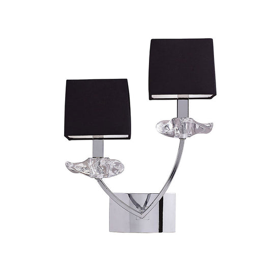 Mantra Akira Wall Light Switched 2 Light E14, Polished Chrome with Black Shades