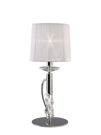 Mantra M3868 Tiffany Table Lamp 1+1 Light E14+G9, Polished Chrome with White Shade & Clear Crystal
