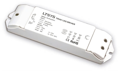 LTECH Intelligent LED driver, Triac/ELV Push Dimmable, 36W 24V 3A Constant voltage, Dimmable Driver, 200-240Vac input, 85% efficiency, IP44, 3yrs Wrnty